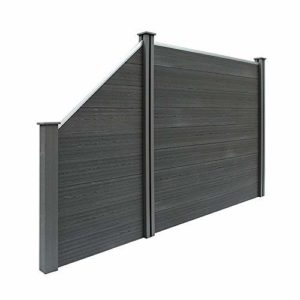 Home Deluxe - WPC Sichtschutzzaun V2 inkl. Pfostenträgern, Abdeckungen und Montagematerial  | Anthrazit, 1 x Schrägelement  | Sichtschutz Garten Kunststoff  | Sichtschutz Garten Modern